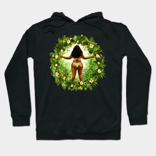 Thick Black Woman Floral Design Hoodie